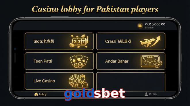 Lobby view of Goldsbet for Pakistan users